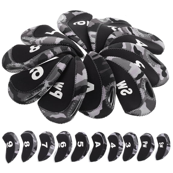 MIPCASE 10Pcs Camouflage Golf Putter Headcover Club Protector with Identification Number for Outdoor Travel