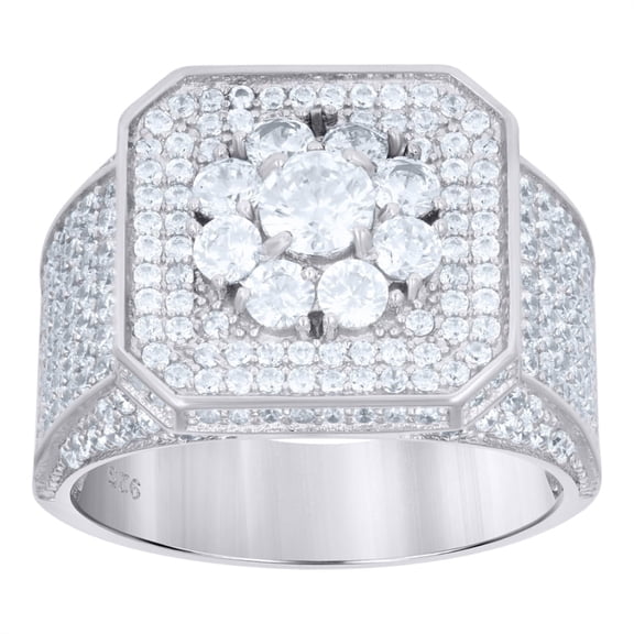 Auriga Fine Jewelry 925 Sterling Silver Cubic-Zirconia Fashion Ring Size 8 for Men