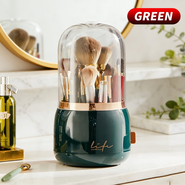 Luxury Rotating Makeup Brush Holder Dustproof Cosmetic Storage Box for Lipstick Eyebrow Pencil Organizer