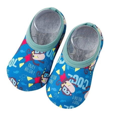 

Mlqidk Baby Shoes for Boys Girl Kids Girls Cartoon Swim Water Barefoot Aqua Socks Non-Slip Shoes Dark Blue 5-6 Years