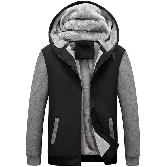 Men's Winter Thicken Fleece Sherpa Lined Zipper Hoodie Sweatshirt Jacket