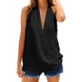thumbnail image 5 of Sillenn Deep V Neck Halter Sleeveless Tank Shirts Cotton Linen Loose Fit Back Tie Flowy Halter Top Summer Casual Beach Vacation Boho Camisole Tops Flowy Tank Tops Linen Cotton Cute Blouses Black L, 5 of 9