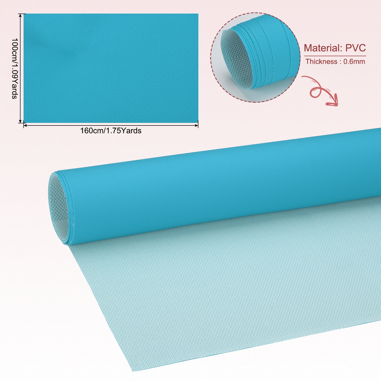 63x39.4in Faux Leather Sheets, Faux Leather Fabric Sheets Vinyl Fabric Synthetic Soft Waterproof for Replacement Upholstery Car, Sky Blue