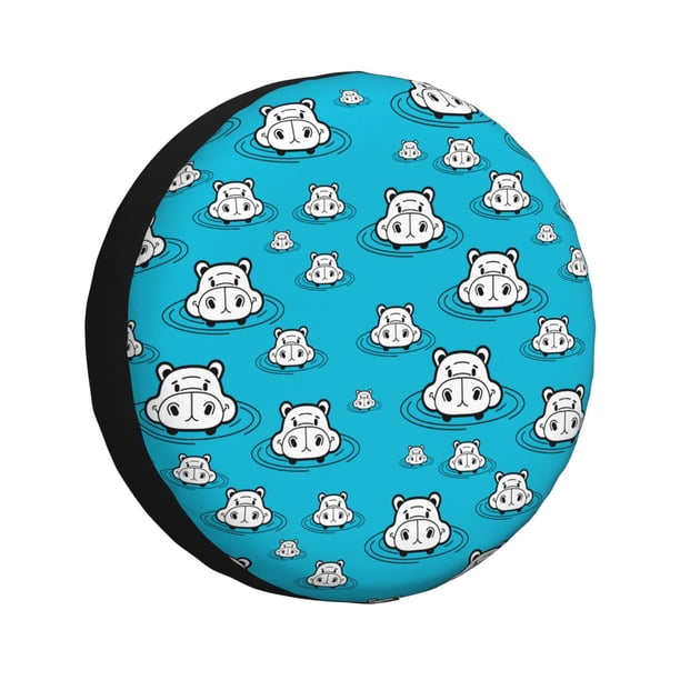 Balery Hippo In Water Head Cubiertas para Neumáticos - Protector Resistente para Neumáticos de Camioneta, SUV, Remolque, Camper y RV-16 inch