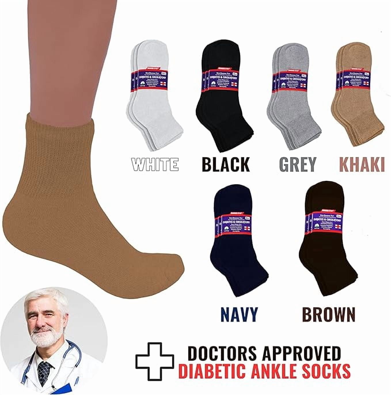 Diamond Star Diabetic Ankle Socks - Non Binding Quarter Socks for Men & Women, Cushion Circulatory Socks (Beige - 3 Pairs, Socks Size 10-13, Fit Men's Shoe Size 7-12)