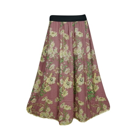 Mogul Interior - Mogul Womens Maxi Long Skirt Printed Flared Rayon ...