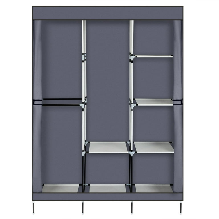 Winado portable closet wardrobe clothes rack storage organizer with shelf gray storage hotsell