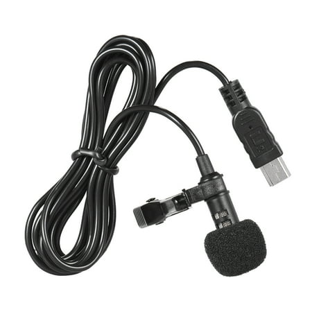 Omni Directional Paging Microphone - 150cm Professional Mini USB Omni-Directional Stereo Mic Microphone with Collar Clip for Gopro Hero 3 3+ 4