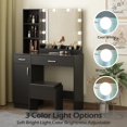 thumbnail image 2 of Vanity Table, Makeup Table with Big Mirrors & 10 LED Lights Dressing Table Desk with 2 Drawers, Bedroom Vanity Desk for Women Girls Black, 2 of 6