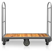 Narrow Aisle U-Boat Platform Truck Dolly , 16 x 48 Inch Heavy Duty Utility Cart with Thick Wood Deck , Premium Hand Truck Can Hold Loads Up to Pounds , Hand Cart with Dual Removable Handles