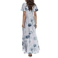 thumbnail image 6 of Mingw Beach Vacation Clothes for Women Women's Summer Puff Sleeve Floral Split Maxi Dress Flowy A Line Casual Beach Long Dresses 2025, 6 of 6