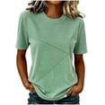 thumbnail image 3 of Women's Relaxed Fit Round Neck Short Sleeve Printed T Shirt Blouse Comfy Breathable Work Casual Daily Wear | CSEONE,Green M, 3 of 6