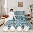 thumbnail image 3 of jejeloiu Cool Mandala Queen Comforter Set For Men Women,Blue Floral Comforter Sets Queen,Blue Turquoise,Black Reversible,3-Piece,1 Comforter and 2 Pillowcases, 3 of 7