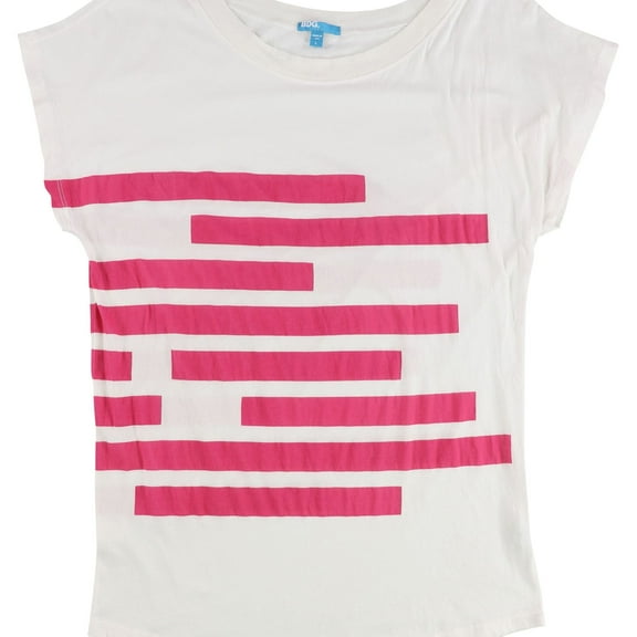 BDG Womens Pink Stripped Basic T-Shirt, Off-White, Medium