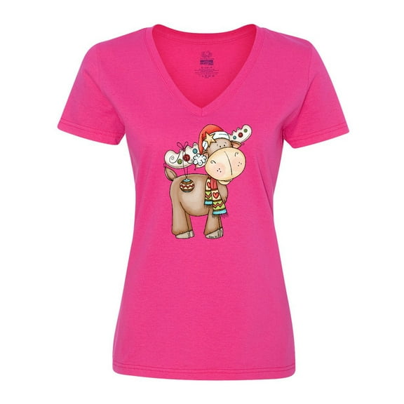 Inktastic Christmas Molly Moose Women's V-Neck T-Shirt