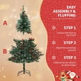 thumbnail image 5 of 5FT Snow Flocked Artificial Christmas Tree with Foldable Metal Stand for Home Party Indoor Holiday Decoration, Easy to Assemble, 5 of 7