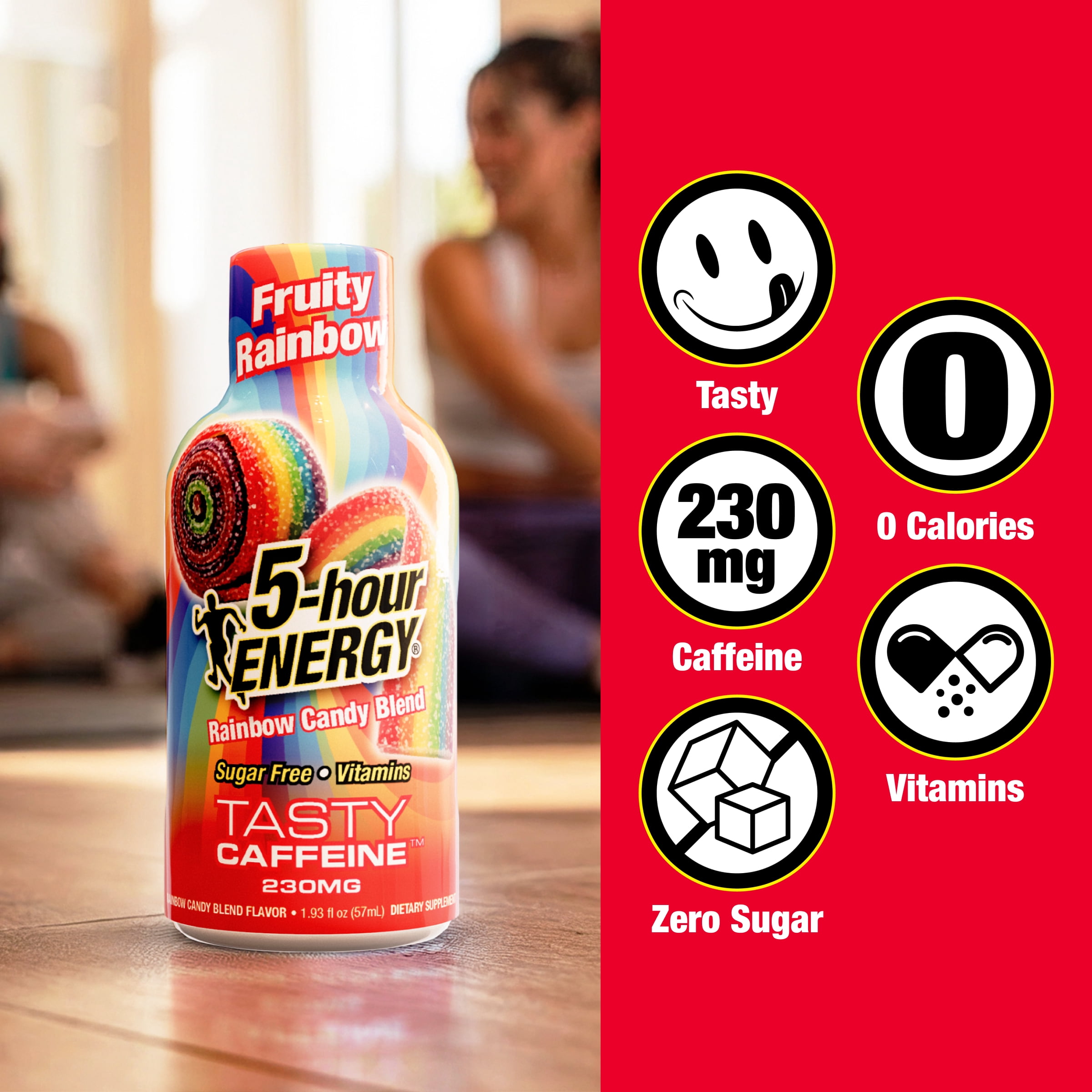 5-hour ENERGY Extra Strength Shots, Fruity Rainbow Flavor, 1.93 fl oz, Pack of 4