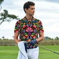 thumbnail image 4 of Salouo Colorful Floral Embroidery Mexican for Men's Short Sleeve Polo Shirts,Polo Shirts for Men Performance Short Sleeve Golf Shirt Athletic Casual Collared T-Shirt-3X-Large, 4 of 8