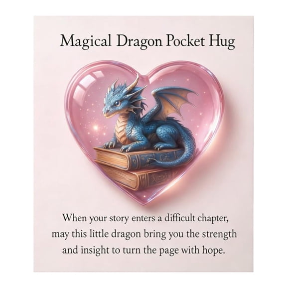 Magical Dragon Pocket Hug Token, Acrylic Pocket Hug Keepsake with Inspirational Card, Encouragement Gift for Hard Times & Book Lovers