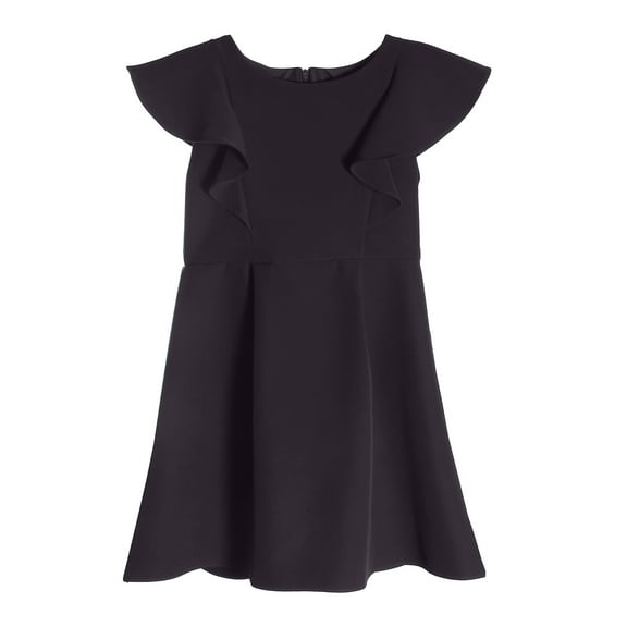 Little Girl Princess Aline Ruffle School Party Holiday Flower Girl Dress (K43D6) Black 4