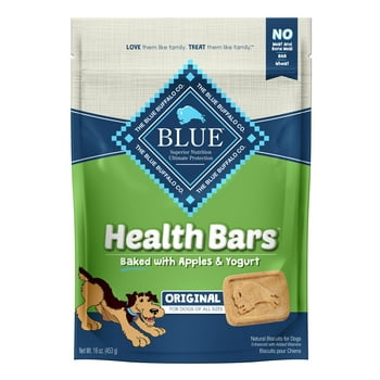 Blue Buffalo  Bars Apple & Yogurt Flavor Crunchy Biscuit Treats for Dogs, Whole Grain, 16 oz. Bag