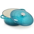 thumbnail image 3 of MegaChef 6.35 Quart Round Enameled Cast Iron Dutch Oven with Self Basting Lid in Light Blue, 3 of 8