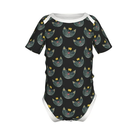 

Junzan Faces Of The Cat Print Short-Sleeve Baby Climbing Clothes Bodysuits for Infant One-Piece for Baby Boys & Girls Baby Clothes Baby Romper with Snap Closure-2 Years