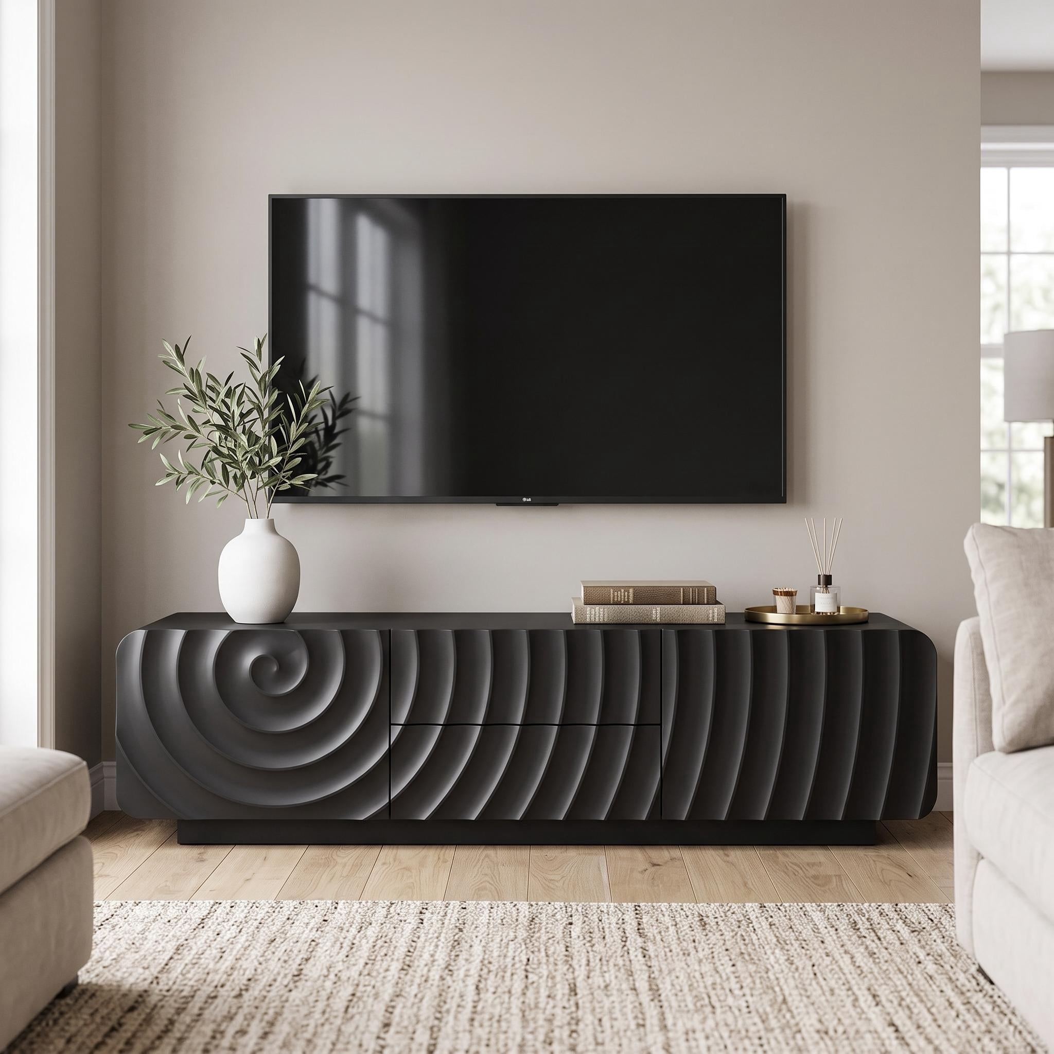 Homy Casa Media Console TV Stand, Entertainment Cabinet with Storage for Living Room