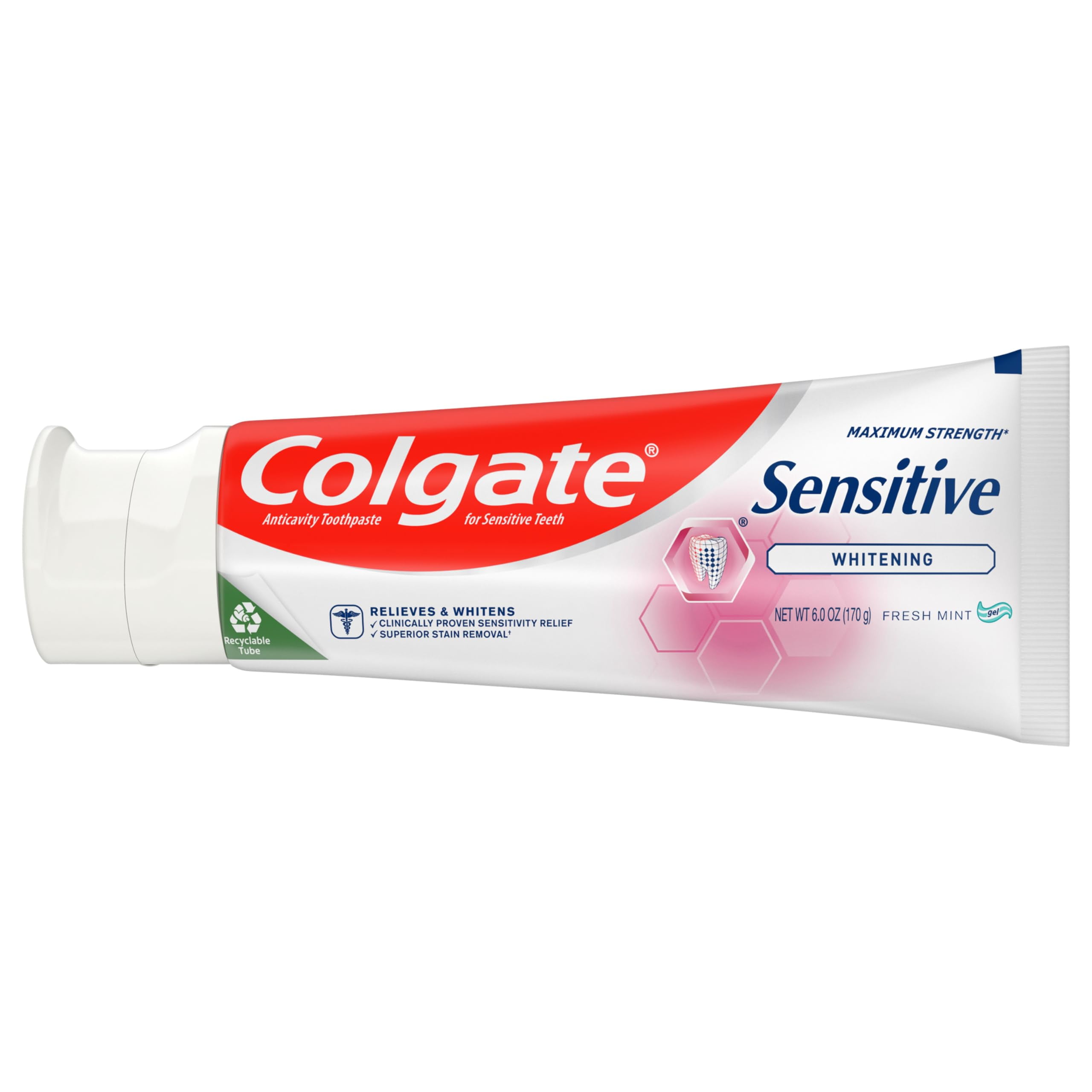 Pack of 2 - Colgate Whitening Toothpaste For Sensitive Teeth, Enamel Repair And Cavity Protection, Fresh Mint Gel, 6 Oz (Pack Of 3) Packaging May Vary