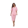 thumbnail image 5 of ANLIQI Women's Cotton Capri Pajama Sets Soft Short Sleeve Sleepwear with Pants Two-Piece Pjs with Pockets(Pink, Medium), 5 of 8