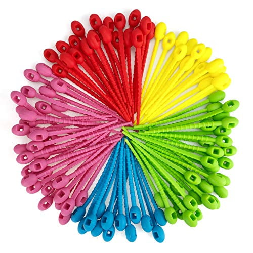 100 Pack of Reusable Cable Ties, AllPurpose Silicone Ties Cable