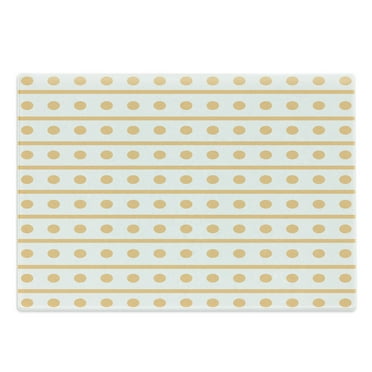 Geometric Cutting Board, Simplistic Monochrome Background with Continuous Dots and Stripes, Decorative Tempered Glass Cutting and Serving Board, Large Size, Pale Orange and White, by Ambesonne