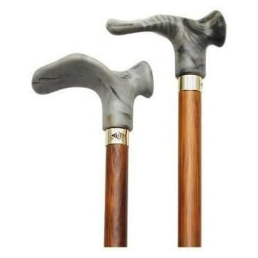 Walking Cane with Contour Grip. Walnut Stain, Grey, Right Handle