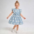 thumbnail image 4 of Gibobby Toddler Girl Dress Little Girls Short Sleeve Dresses 12 18 24 Months 2T 3T 4T 5T Summer Casual Skater Swing Twirly Sundress(3-4 Years,Blue), 4 of 9