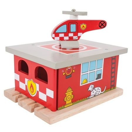 Bigjigs Toys Fire Station Shed Wooden Train Accessory ...