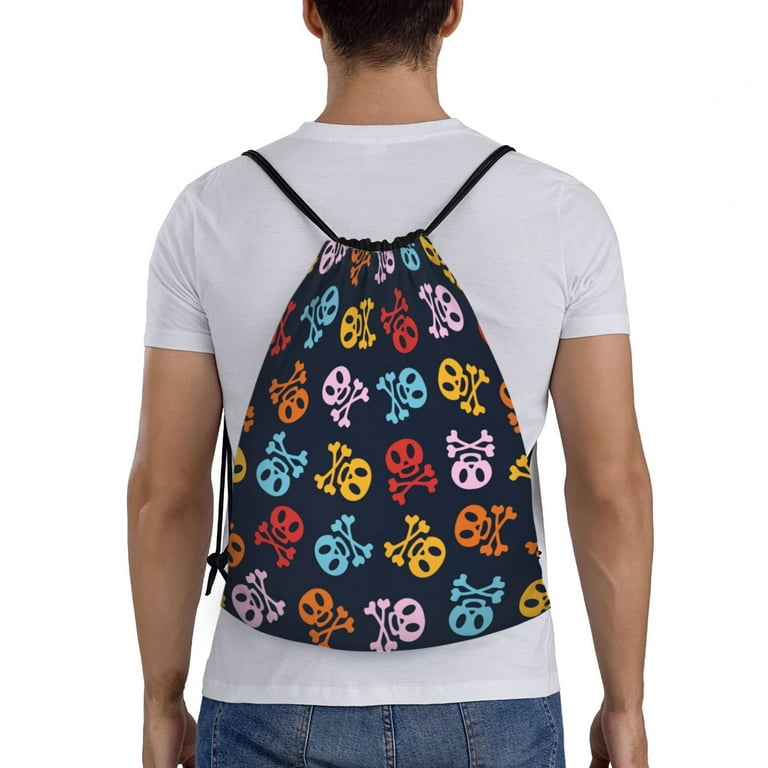 ZNDUO Gym Drawstring Bag, Dia De Los Muertos Party Skulls