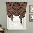 thumbnail image 2 of Dark Brown Balloon Curtains for Living Room/French Door, Vintage Abstract Flowers Pattern Tie Up Curtains 63 Inch Length Energy Saving Kitchen Curtains Shades for Windows 42"x63", 2 of 8