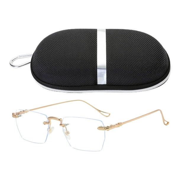 Gafas de juego con caja de almacenamiento, espejo plano, elegantes, ligeras, a la moda, antideslumbrantes. Dorado