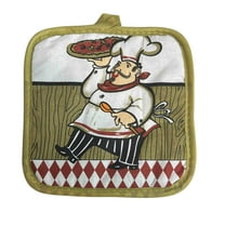 6.5" Heat-Resistant Printed Chef with Pizza Kitchen Pot Holder:1CT