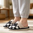 thumbnail image 6 of BERANMEY Bow Slippers for Women Cozy Plaid Womens Slippers Flat Slide Slippers Slip-On Lightweight Comfortable House Slippers Anti-slip Sole for Bedroom Indoor, 6 of 9