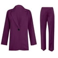thumbnail image 5 of Htigea 2 Pc Women閳ユ┎ Casual Long Sleeve Open Front Blazer Lapel Collar Cardigan Plus Size Work Jackets with Long Pants Suits Hot Pink,XL, 5 of 6