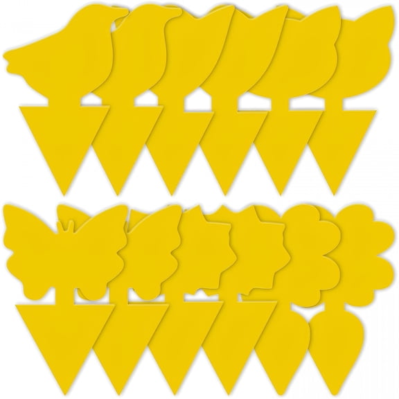 ACDANC Dual-Sided Yellow Sticky Traps for Insect Monitoring - 24 Pack Plant Sticky Cards for Fungus Gnats, Whiteflies & Aphids, Non-Toxic Traps for Indoor & Outdoor Plants