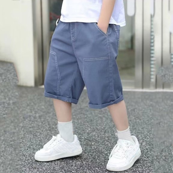 Stretch Cargo Shorts Boys Blue Pants Classic Fit Elastic Waist Shorts Boys' Athletic Shorts Boys Outfits Size 4-5 Years Summer Clothing