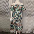 thumbnail image 3 of Vestido Vestido midi de línea A para mujer, vestido cómodo con estampado floral, vestido largo elegante y fluido Ygjytge Verde T XL para Mujer, 3 of 9