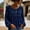 01-Navy, variant on Women's Solid Color Round Neck Lace Patchwork Blouse, Long Sleeve Hollow Out Casual Shirt, Loose Fit Eyelet Top for Daily Office Holiday Wear 01-Navy XXL