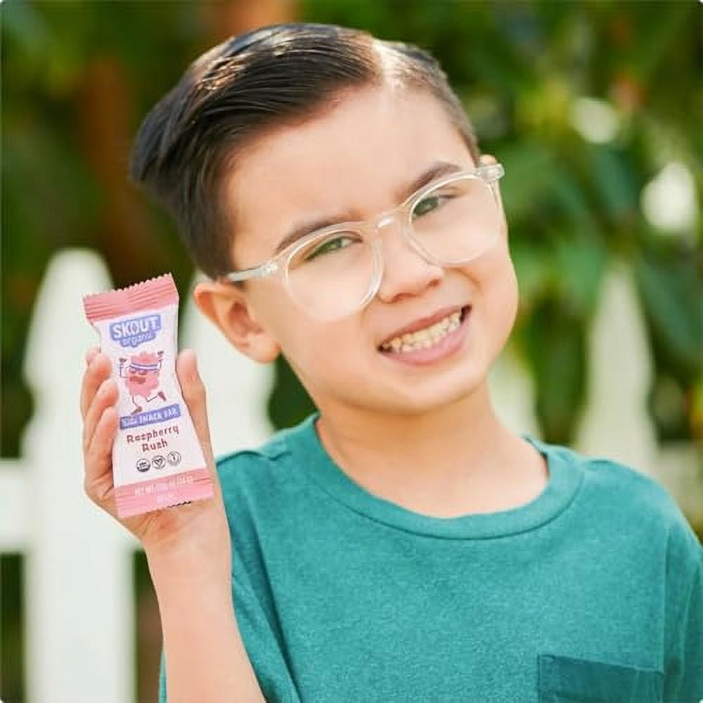 Skout Organic Raspberry Rush Kids Snack Bars (18 Pack) | Organic Kids Snack Bars | Plant-Based Nutrition | No Refined Sugar | Vegan | Gluten, Dairy, Peanut, Tree Nut & Seed Oil Free