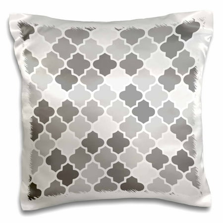 Shade Pillow - 3dRose Gray quatrefoil pattern in different shades of grey - trendy Moroccan style lattice tiles, Pillow Case, 16 by 16-inch