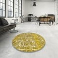 thumbnail image 3 of Ahgly Company Indoor Square Abstract Chrome Gold Yellow Abstract Area Rugs, 7' Square, 3 of 6