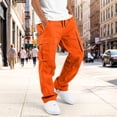 thumbnail image 2 of TQWQT Boys Cargo Pants Kids Loose Fit Sweatpants Elastic Waist Wide Leg Trousers Multi Pocket Casual Long Pants Children Streetwear Joggers Comfortable Playwear Outdoor Activewear Orange Size 4-12, 2 of 9