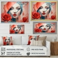 thumbnail image 4 of Designart "Fashionable Florals in Red Woman Portrait III" Fashion Framed Wall Art - Glam Red Fashion Woman Hallway Framed Wall Art Decor, 4 of 6